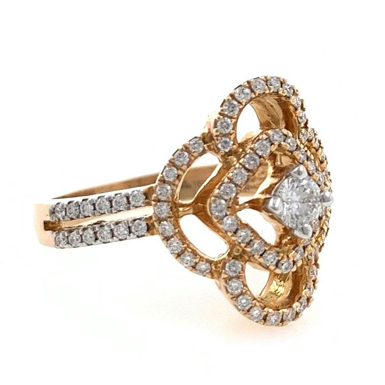 18kt / 750 rose gold micro set diamond ladies ring 8lr230