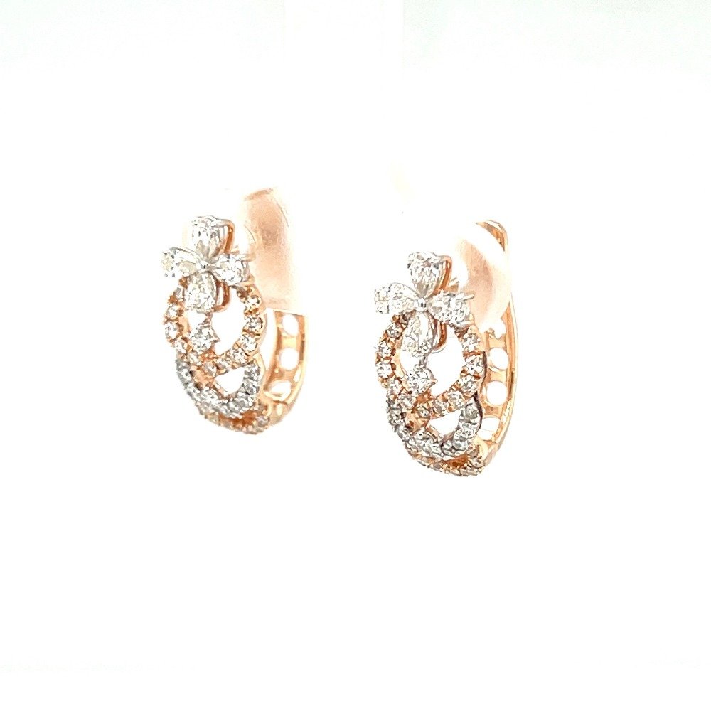 Royale Collection Diamond Bali Hoop Earring in 18k Rose Gold