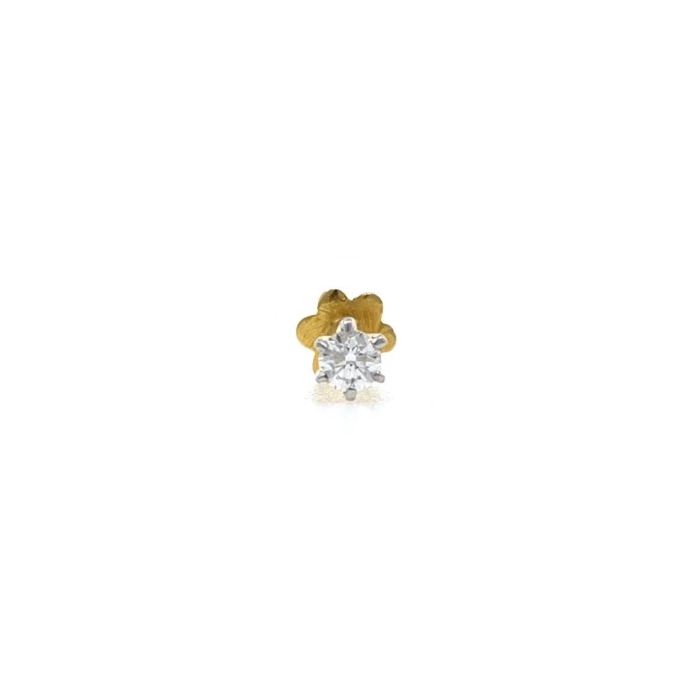 18kt / 750 yellow gold classic single 0.05 cts diamond nose pin 9np150