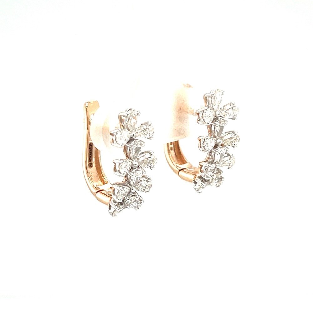 Royale Collection Fancy Diamond Studded Bali Hoop Earrings