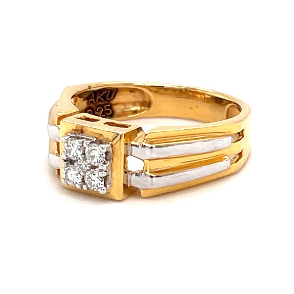 Square shaped Diamond Ring for Men in Yellow Gold