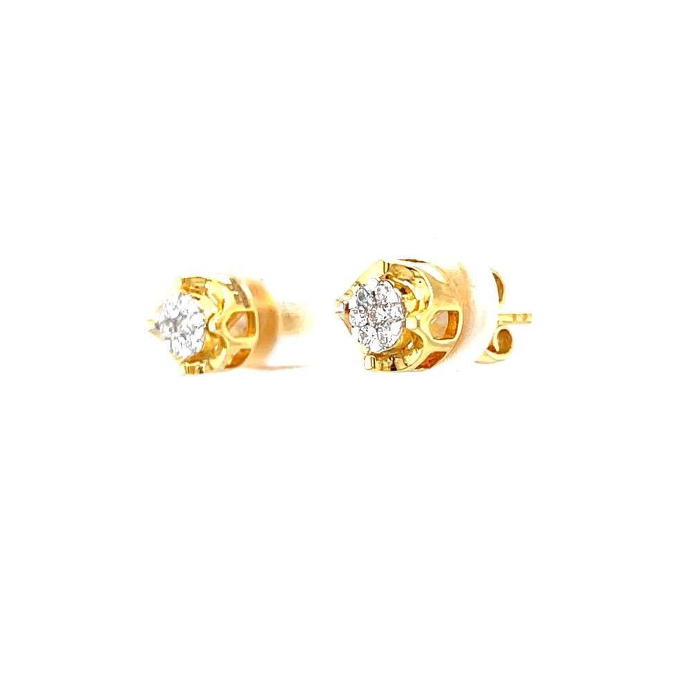 Kreis pressure set diamond studs with gold bracket
