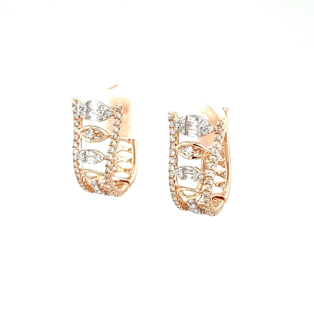 Royale Collection Diamond Bali Hoops Studs in Rose Gold