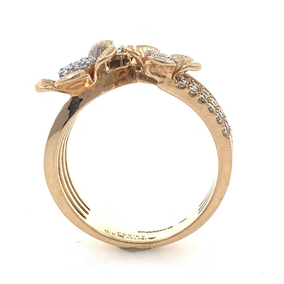 18kt / 750 rose gold flower design occasional diamond ladies ring 8lr98