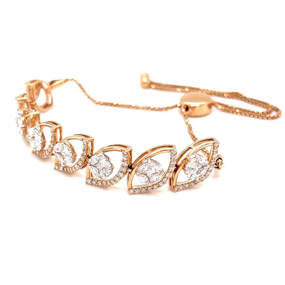 Adjustable tennis bracelet with pressure set in the centre