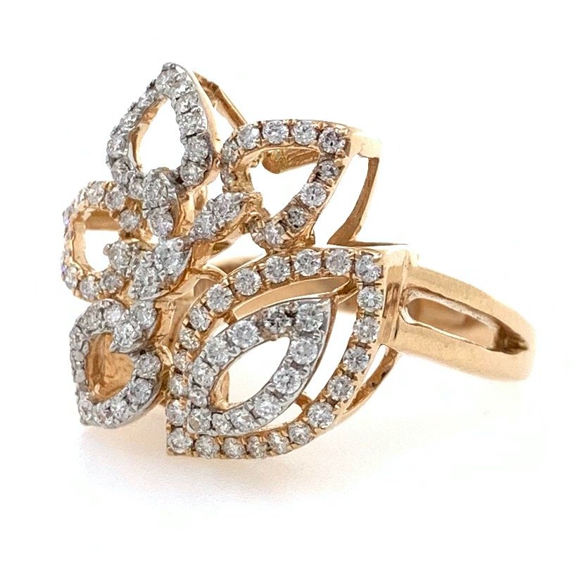 18kt / 750 rose gold micro set party diamond ring 8lr181