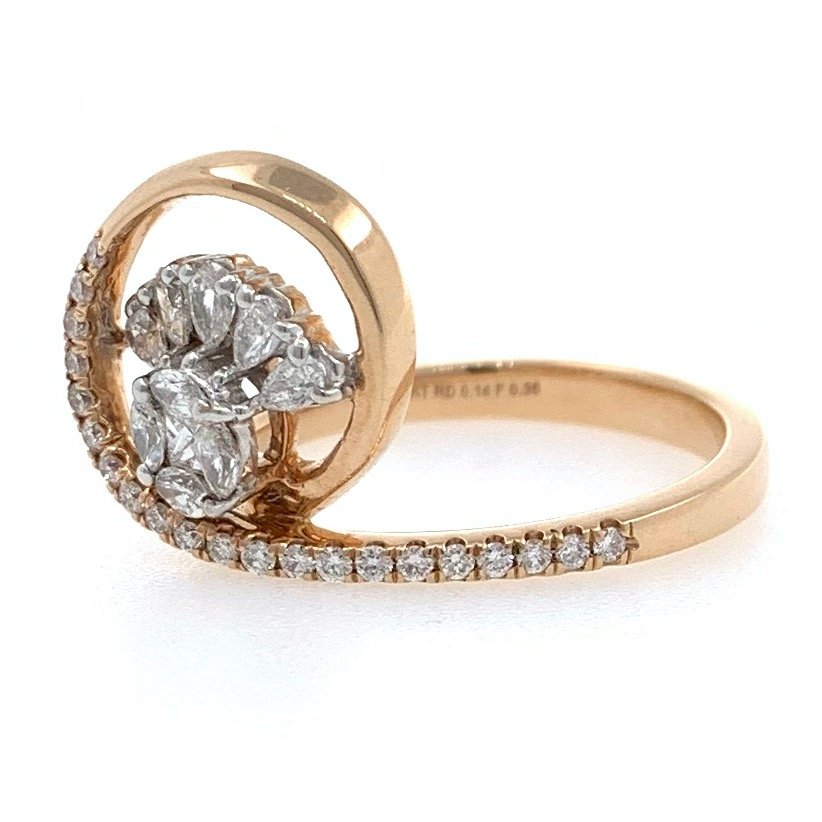 18kt / 750 rose gold floral micro set diamond ring 8lr203