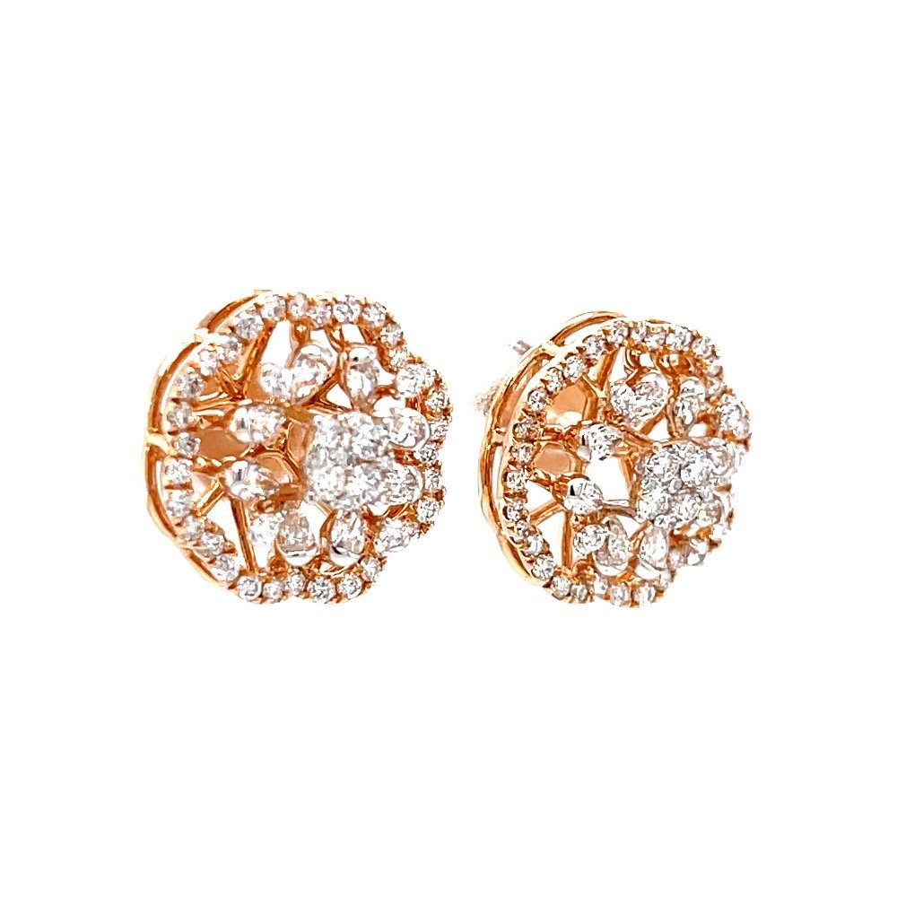 Fancy studs in diamond with pear & round diamonds