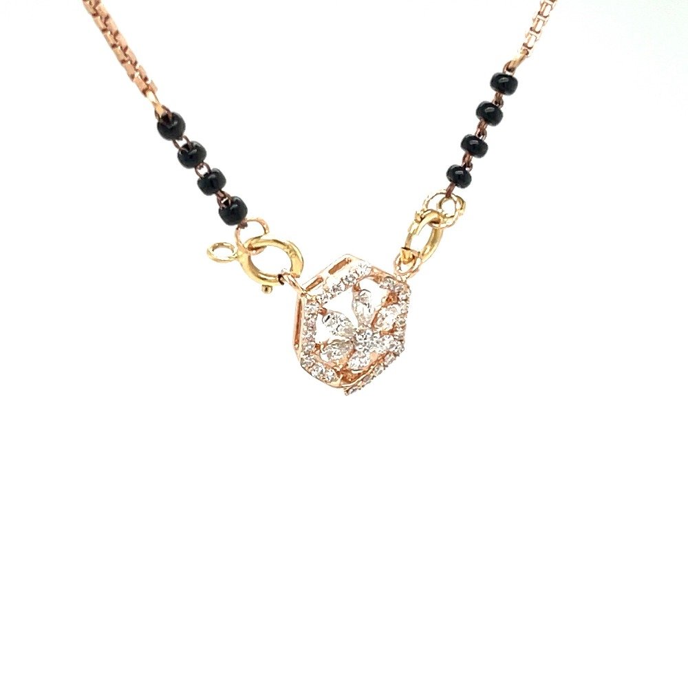 Marquise flower diamond mangalsutra tanmaniya pendant