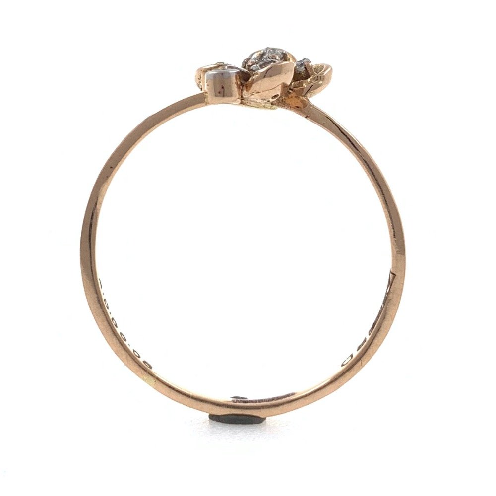 18kt / 750 Rose gold floral diamond ladies ring 9LR191