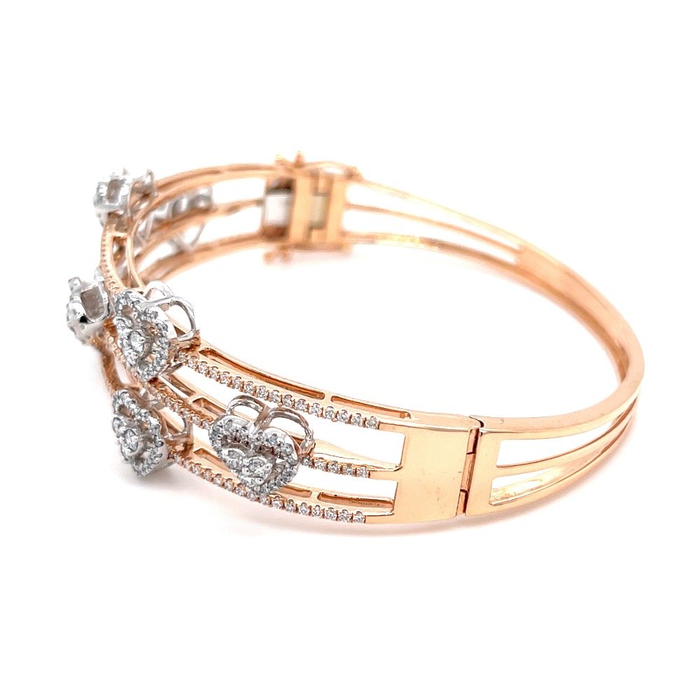 3 Lines with 7 Delicately moving Hearts Diamond Bracelet