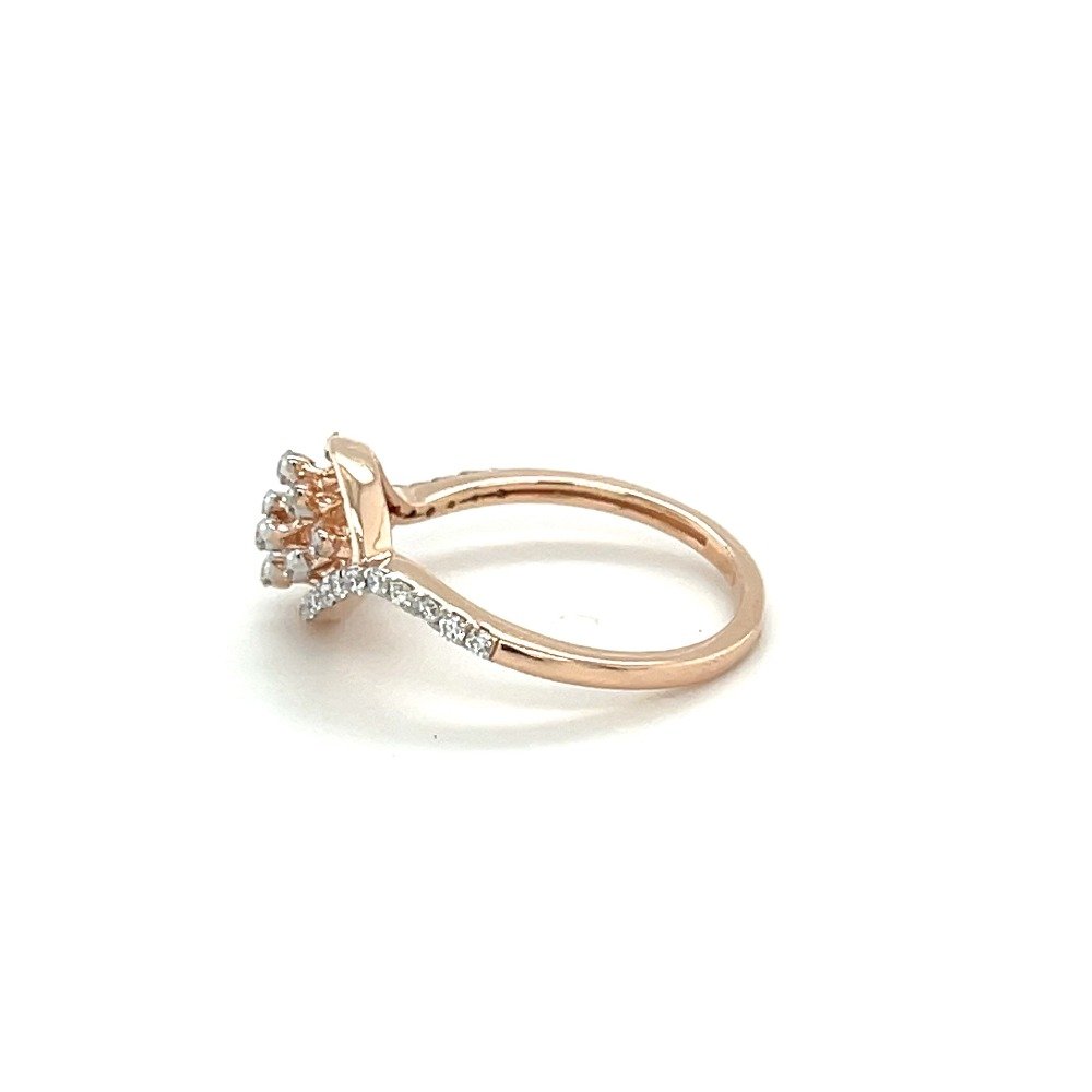 Shimmering Diamond Leaves Ring with 14k Rose Gold Band
