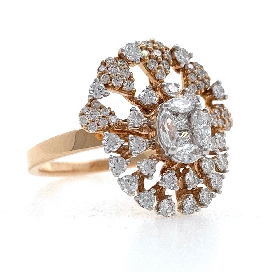 18kt / 750 rose gold solitaire look designer ladies ring 9lr81