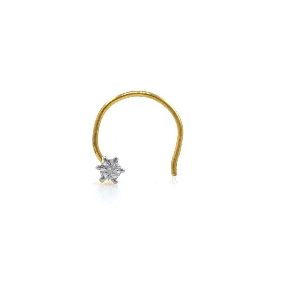 18kt / 750 yellow gold classic single 0.05 cts diamond nose pin 9np134