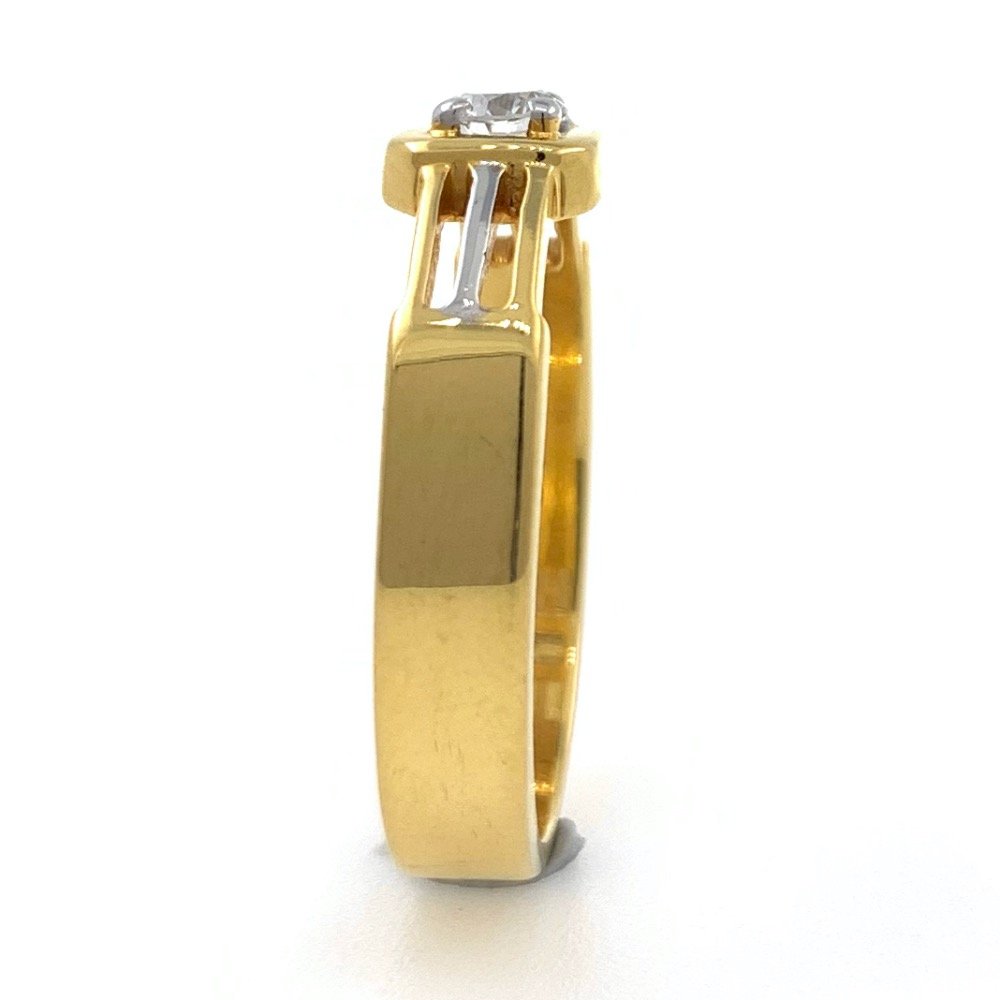 18kt / 750 yellow gold solitaire engagement classic gents ring 9gr42