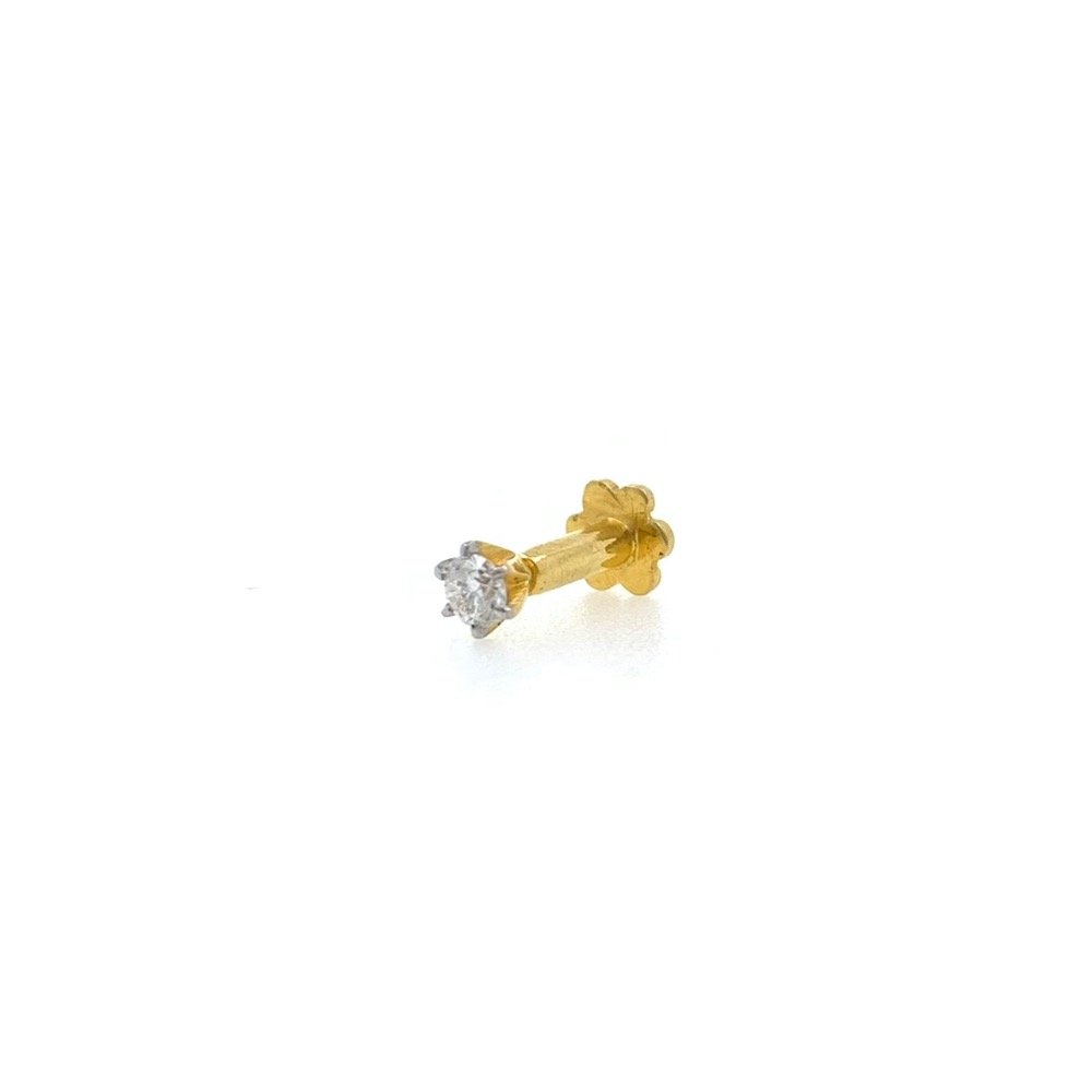 18kt / 750 yellow gold classic single 0.04 cts diamond nose pin 9np151