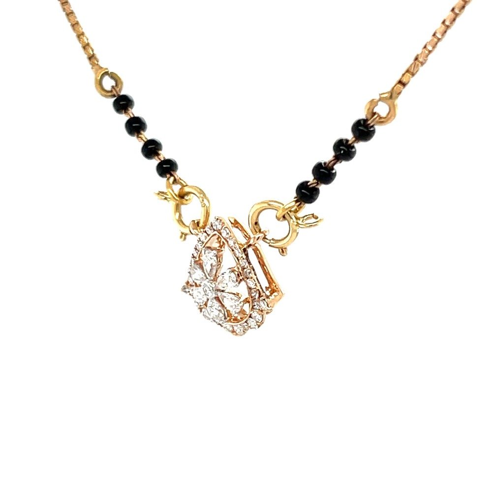 Floral Bliss A Sparkling Diamond & Gold Mangalsutra Tanmaniya Pendant