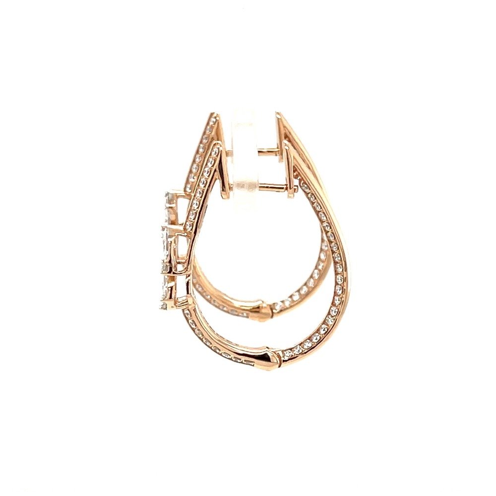 2 Pear Pressure Set Diamond Bali Hoop Earring in