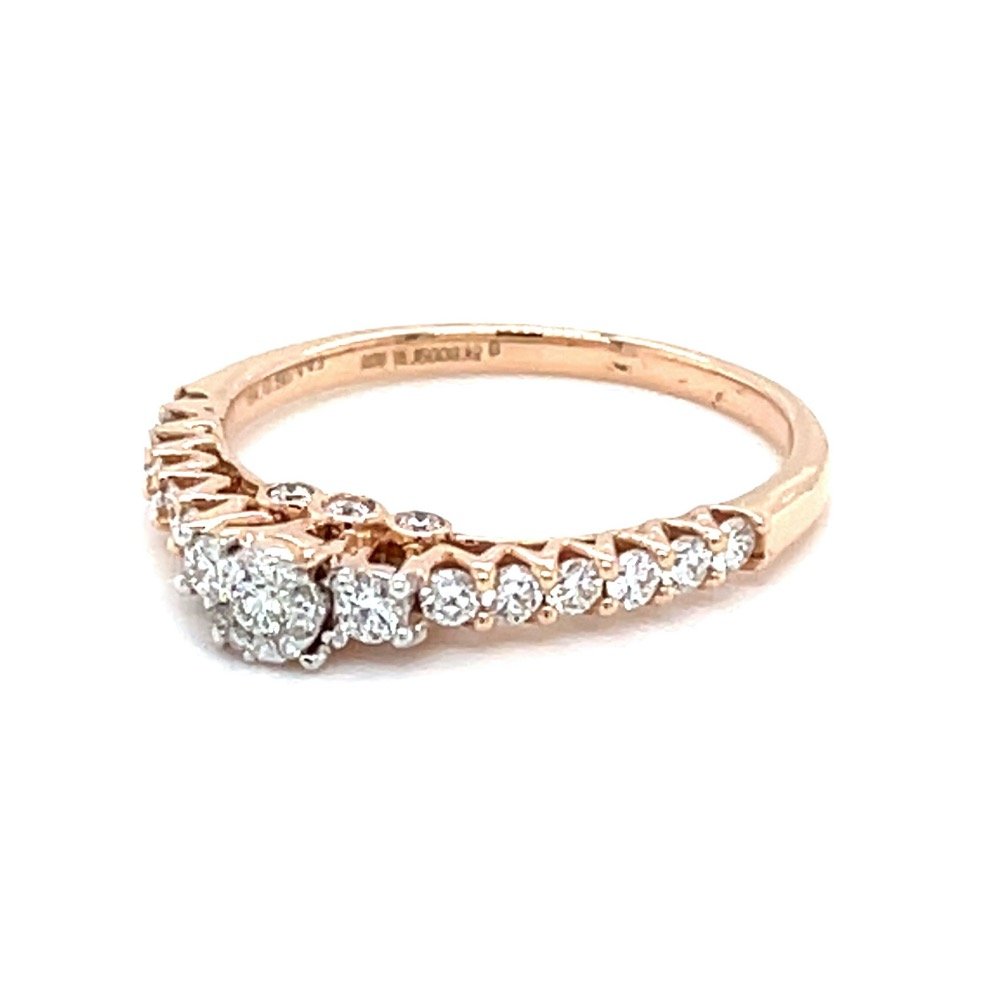 Shared Prong Single Line Band Ring in 18k Rose Gold - 0LR155