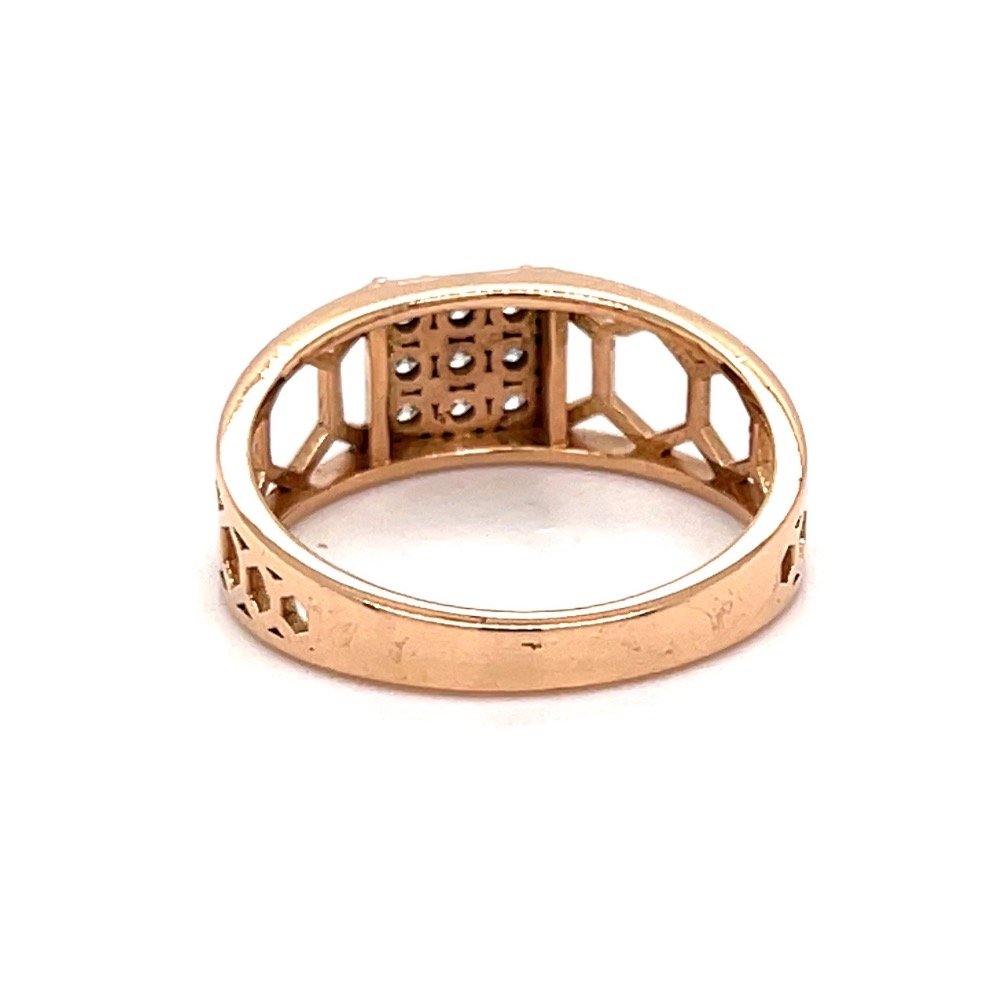 Honey Comb Mens Diamond Ring in Rose Gold