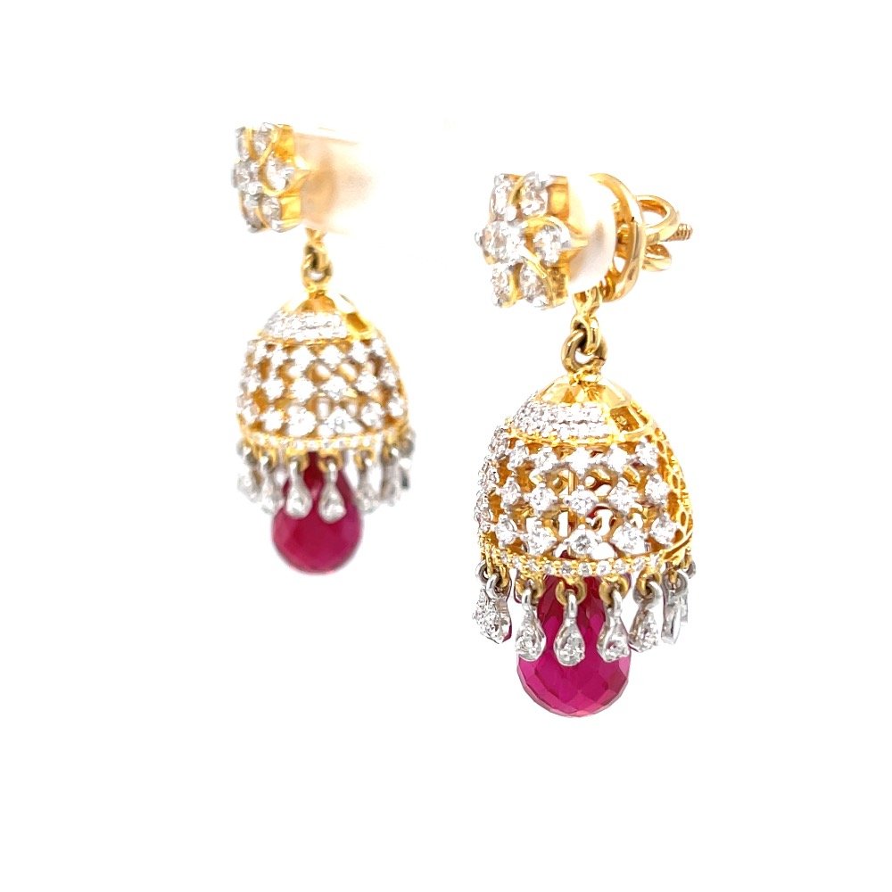 Detachable diamond jhumkis with red stone 6top173