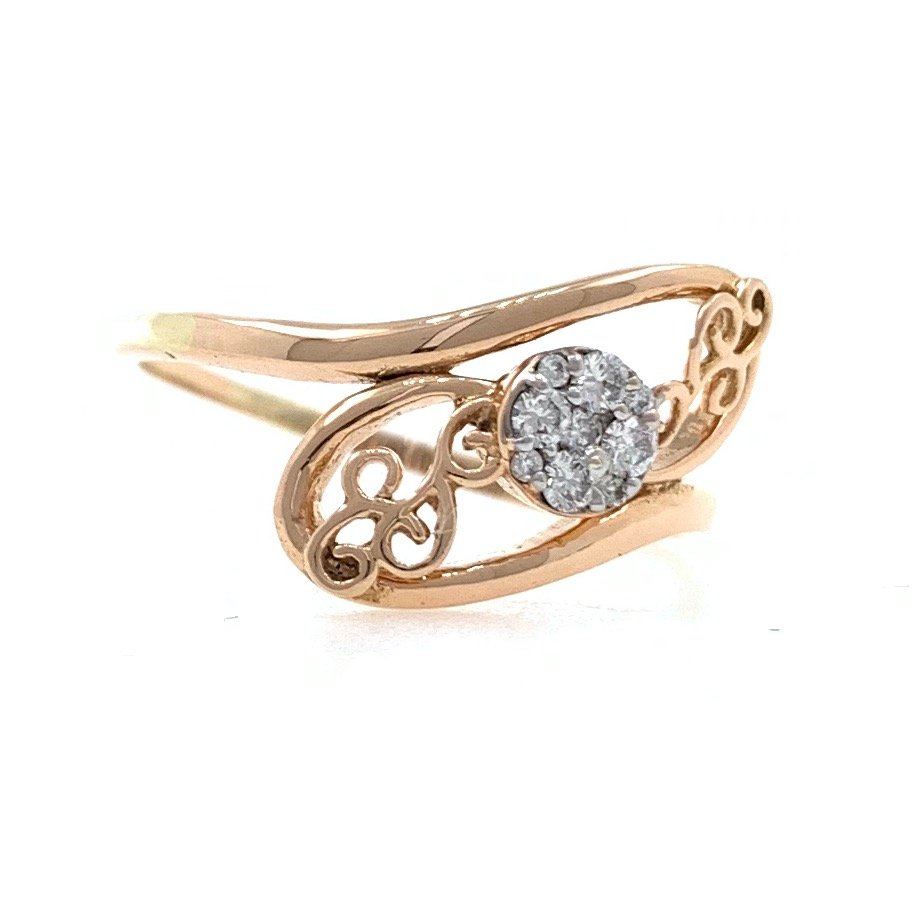 18kt / 750 Rose Gold Fancy Pressure Set Diamond Ladies Ring 9LR205