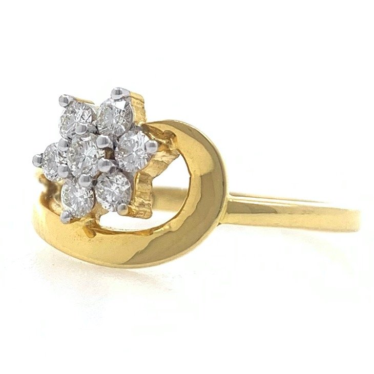 18kt / 750 yellow gold flower diamond ladies ring 9lr29