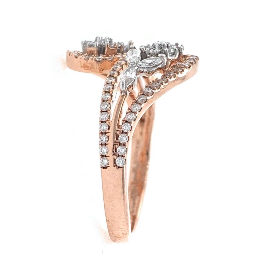 18kt / 750 rose gold floral designer diamond ladies ring 9lr163