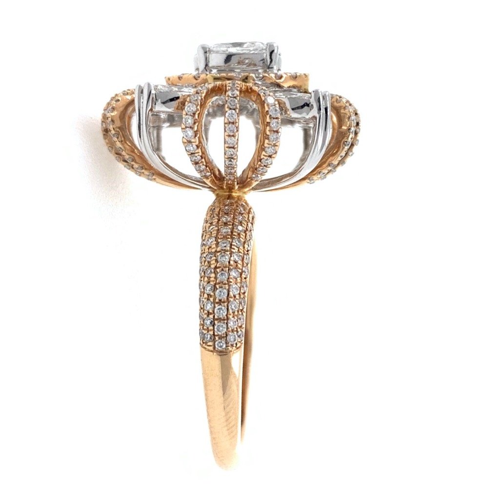 18kt / 750 rose gold anniversary cocktail diamond studded ladies ring 8lr158