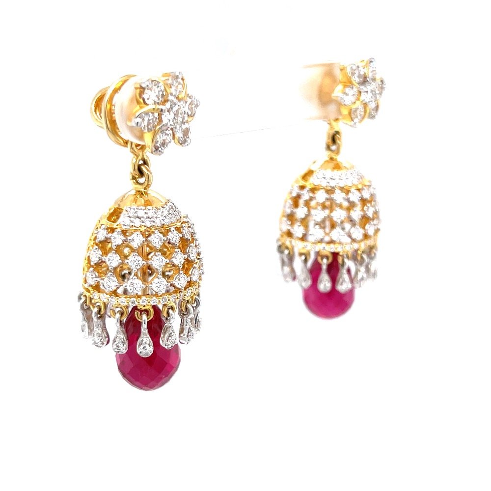 Detachable diamond jhumkis with red stone 6top173