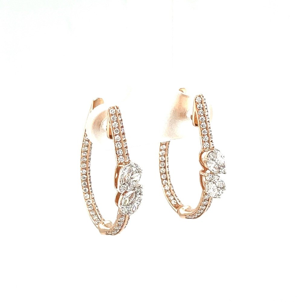 2 Pear Pressure Set Diamond Bali Hoop Earring in