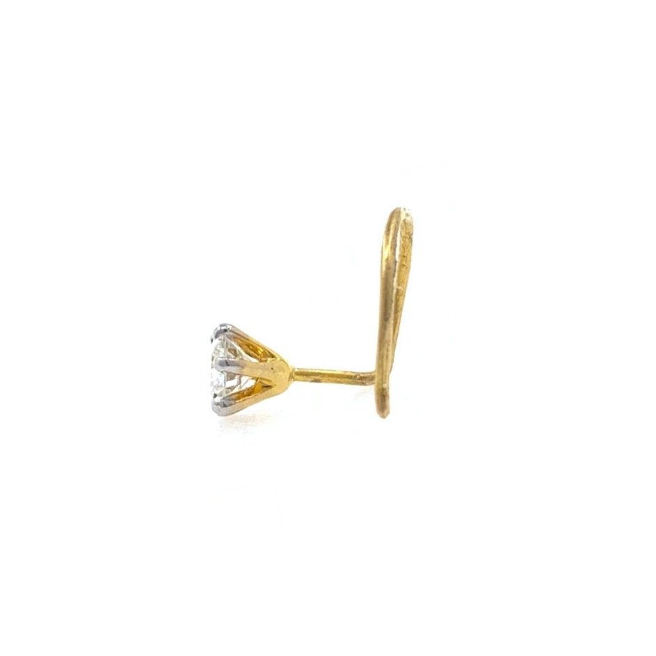 18kt / 750 yellow gold classic single 0.10 cts diamond nose pin 9np121