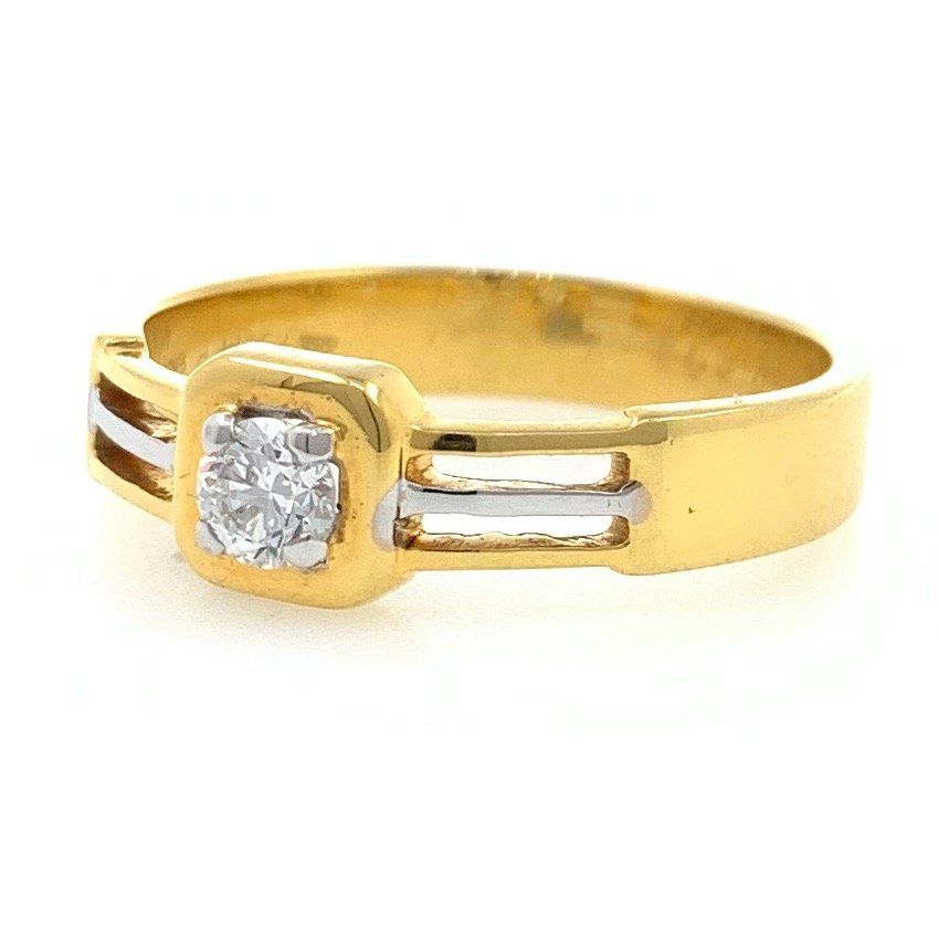 18kt / 750 yellow gold solitaire engagement classic gents ring 9gr42