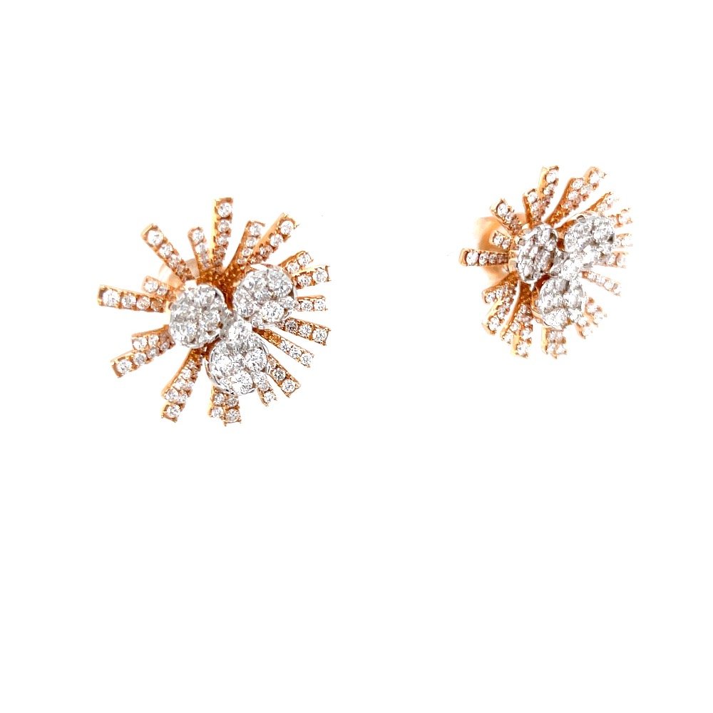 Trio circle with sunflower background diamond earrings 8top232