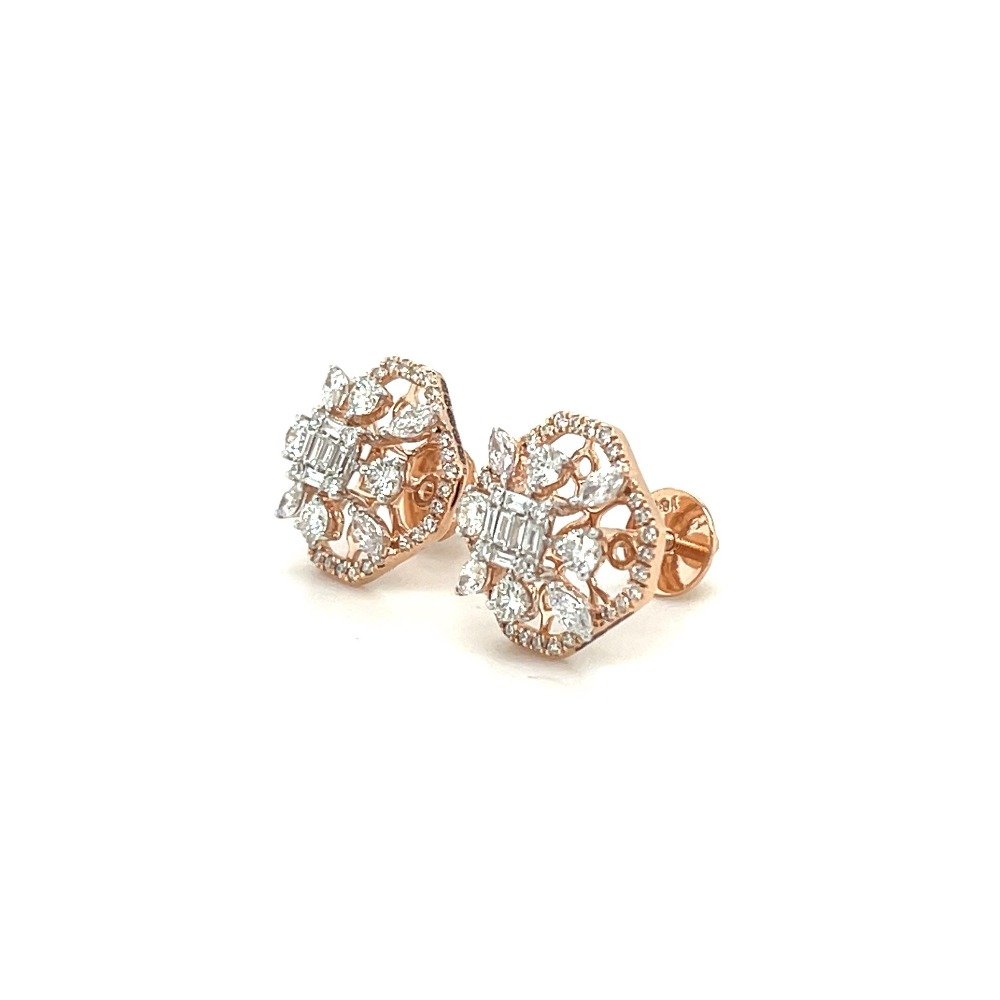 Latika Diamond Stud Earring with Fancy Shaped Diamonds