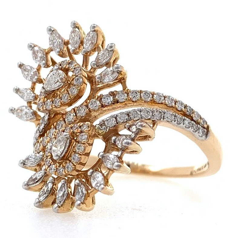 18kt / 750 rose gold floral diamond ladies ring 9lr79