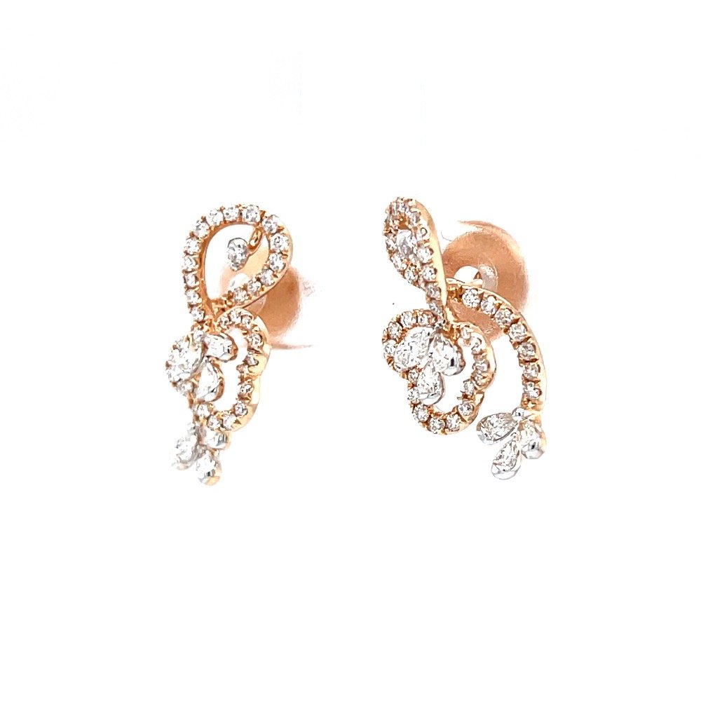 Fancy floral design stud for evening wear in rose gold