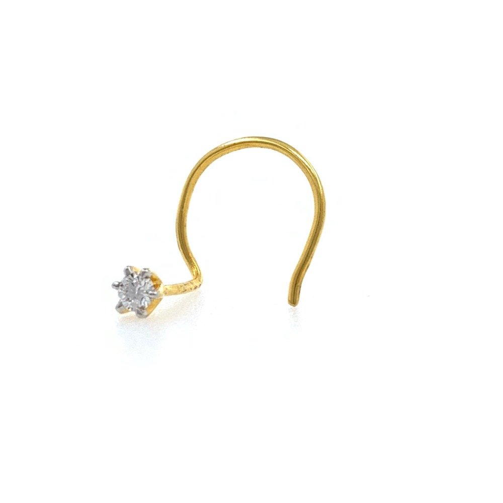 18kt / 750 yellow gold classic single 0.05 cts diamond nose pin 9np131