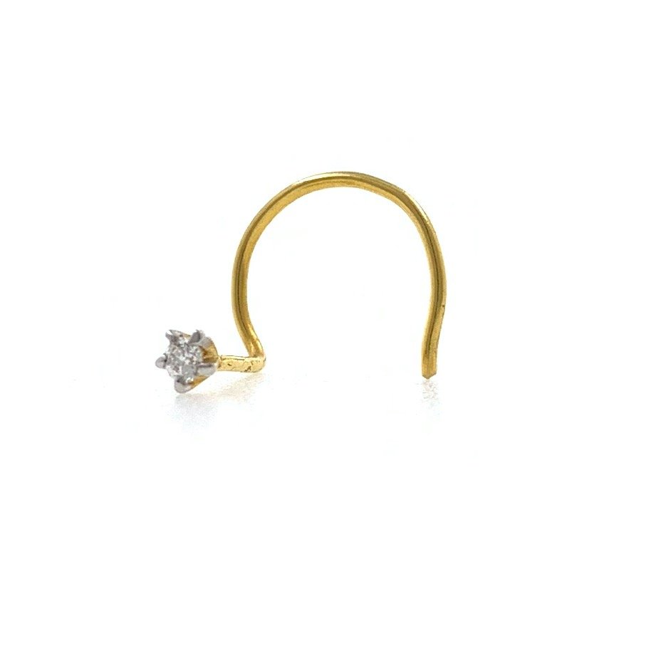 18kt / 750 yellow gold classic single 0.02 cts diamond nose pin 9np88