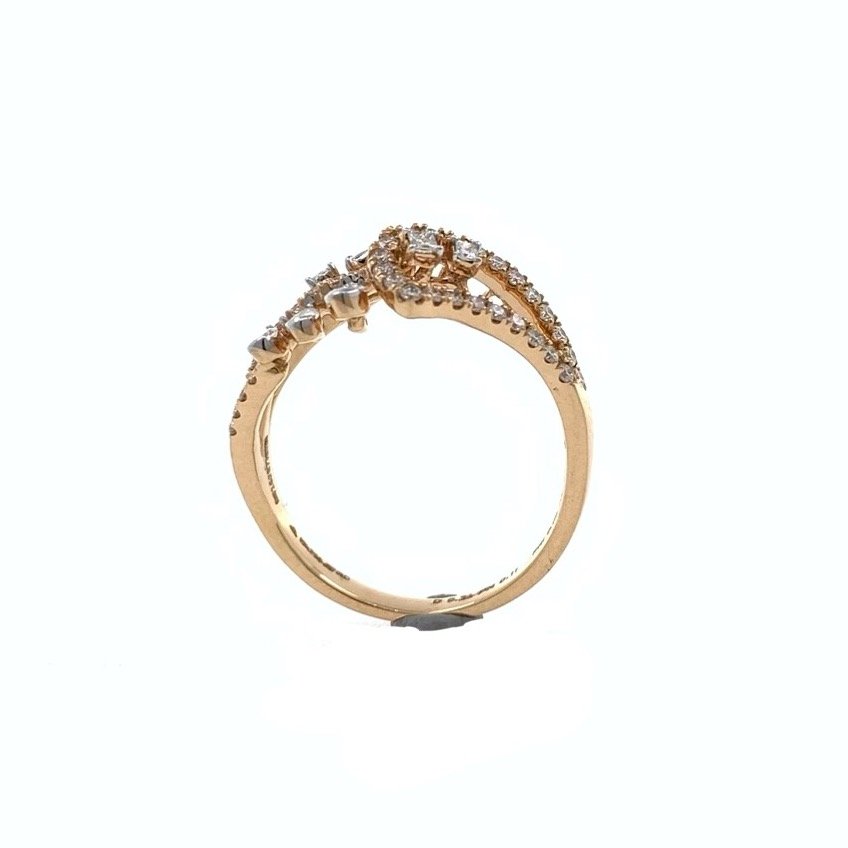 Fancy ring with round and pear diamond in 18k rose gold - 2.950 Grams - vvs ef - 0.51 carats - 0lr71