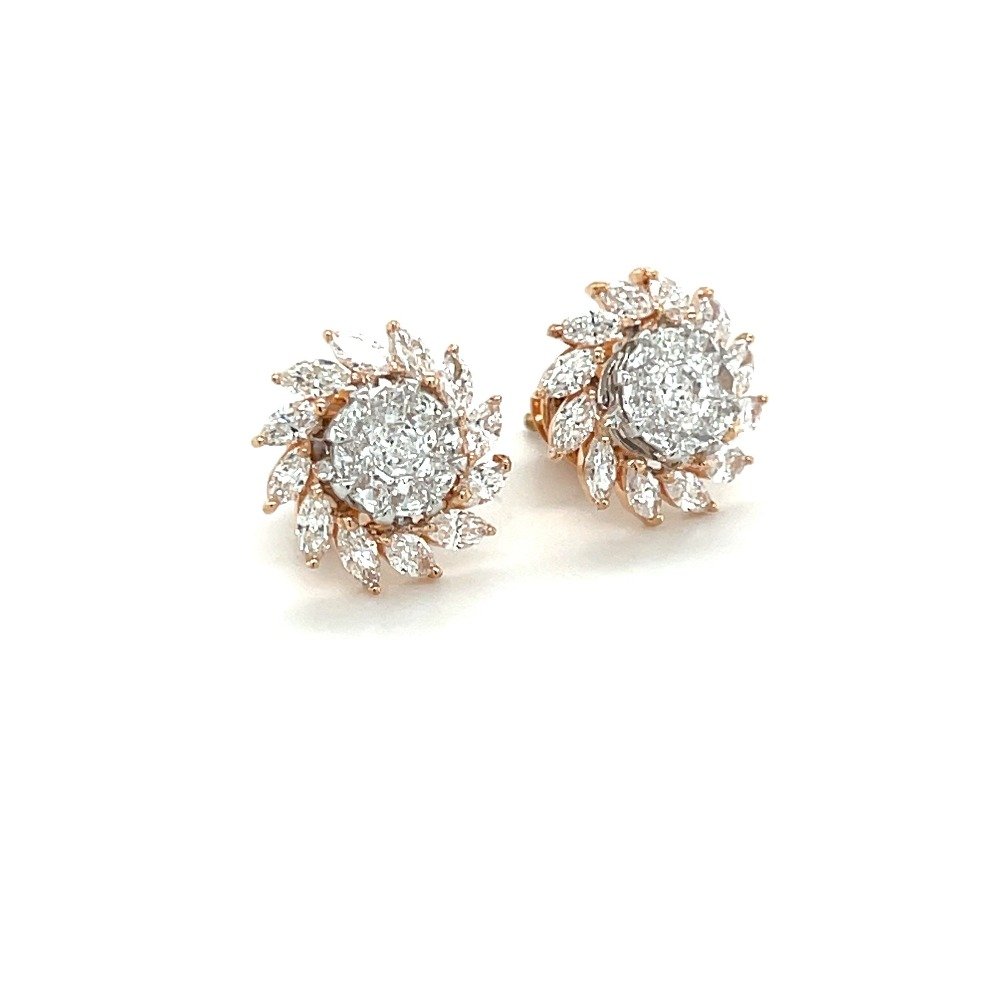 Suryakanti Diamond Earring Studs with Marquise & Eva Cut