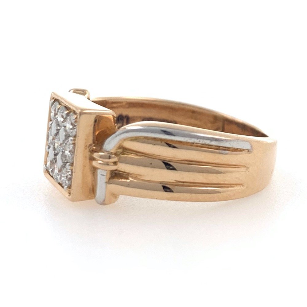 18kt / 750 rose gold fancy handmade box diamond gents ring 9gr10