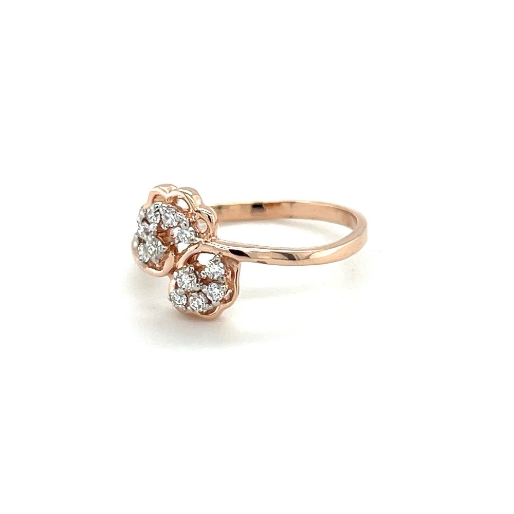 Spiral Rose Gold Ring With Floral Diamond Cluster Setting