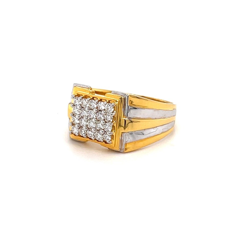 Traditional Mens Diamond Ring in 18 Karat Yellow Gold