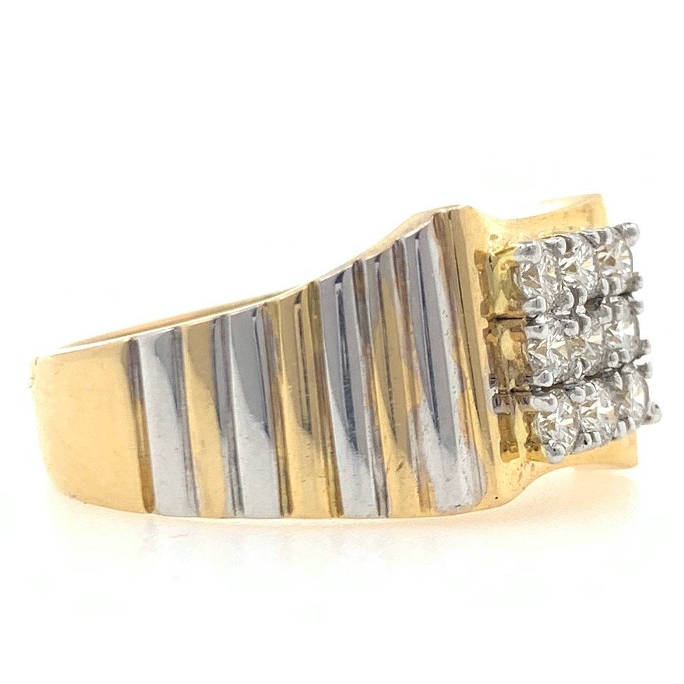 18kt yellow gold classic handmade everyday diamond gents ring 6gr46