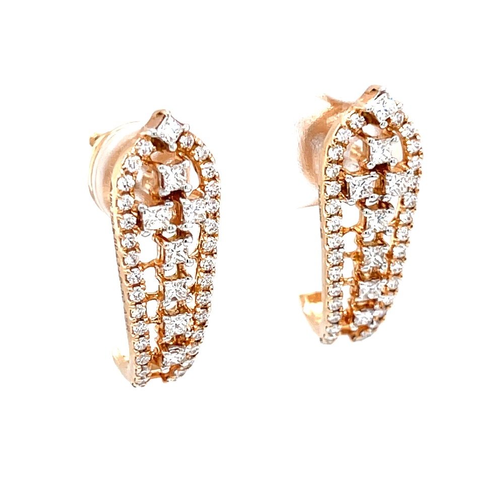 Diamond ear loops with round & princess cut diamonds 9top25