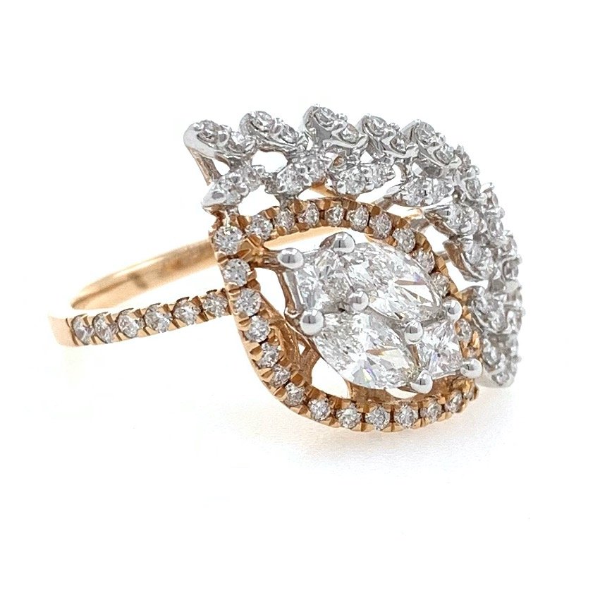 18kt / 750 rose gold fancy cocktail diamond ladies ring 8lr147