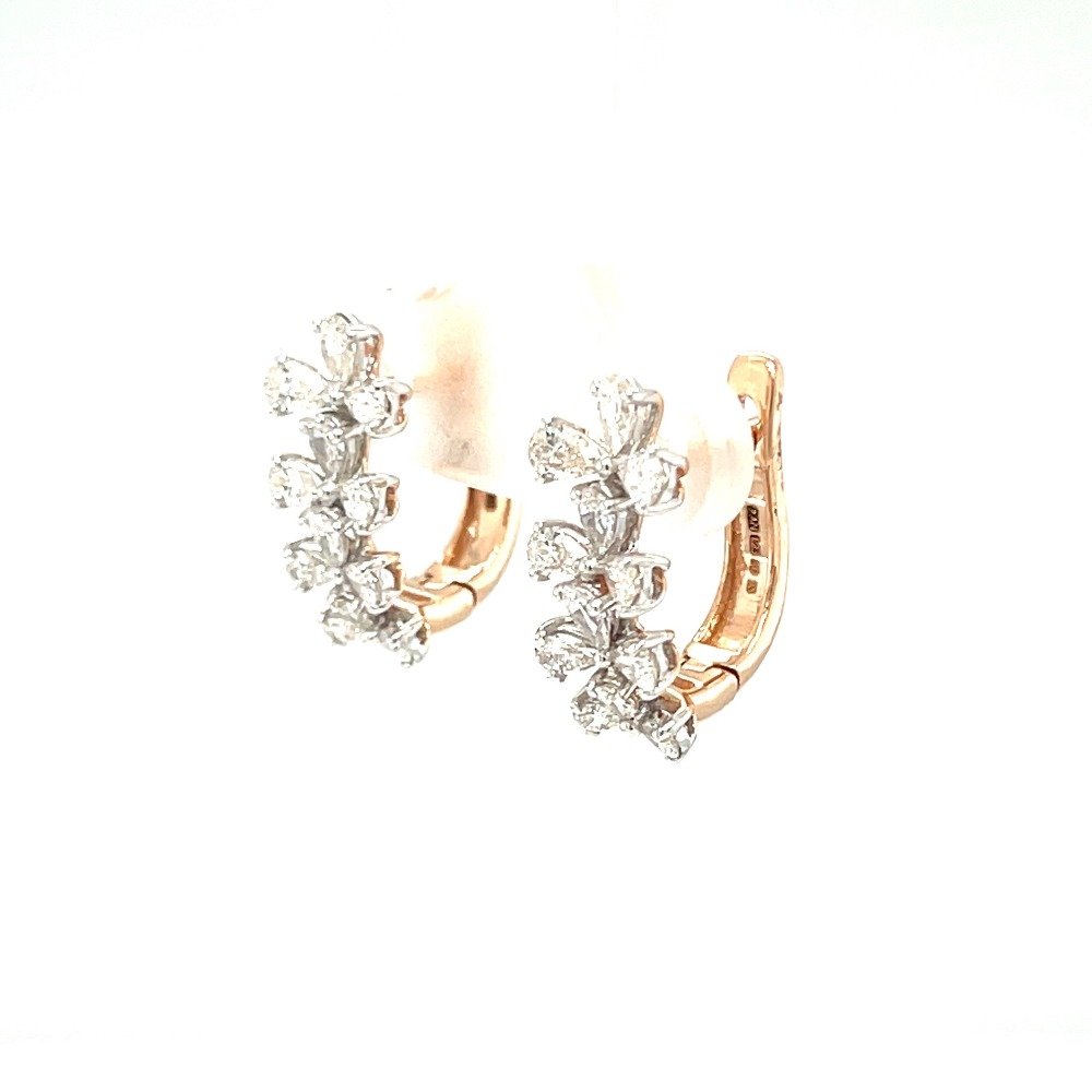 Royale Collection Fancy Diamond Studded Bali Hoop Earrings
