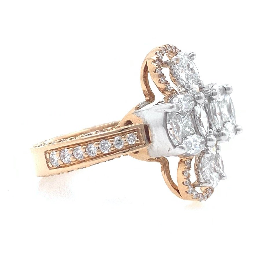 18kt / 750 rose gold designer pendant cum diamond ring 9lr139