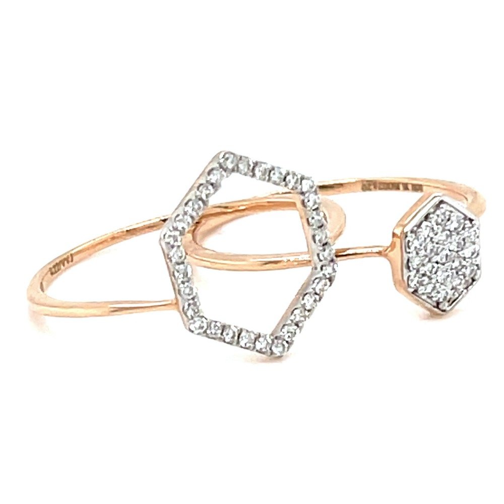 Stackable hexagon diamond ring in 18k rose gold - 0lr161